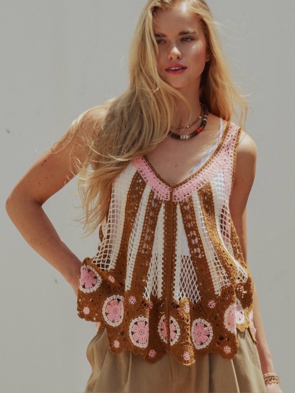 124.  SUMMER SUNSHINE CROCHET TANK